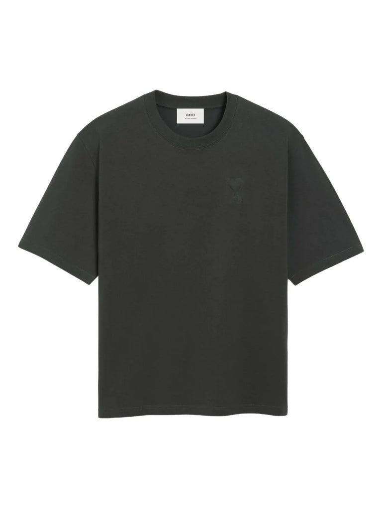 heart-embossed cotton T-shirt