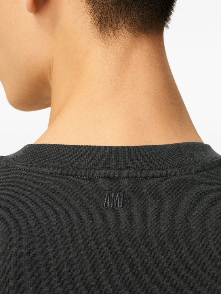 heart-embossed cotton T-shirt