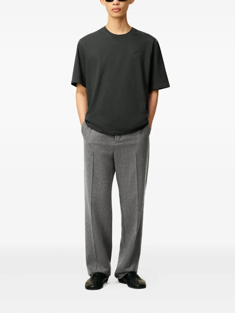 heart-embossed cotton T-shirt