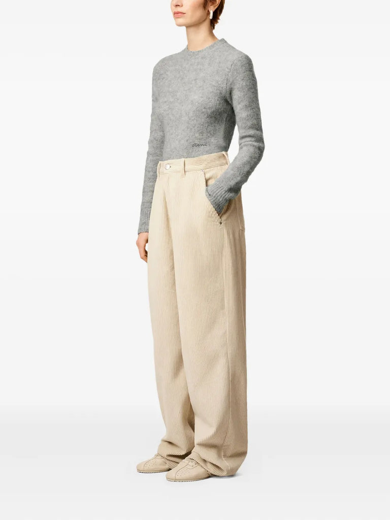 cotton wide-leg trousers