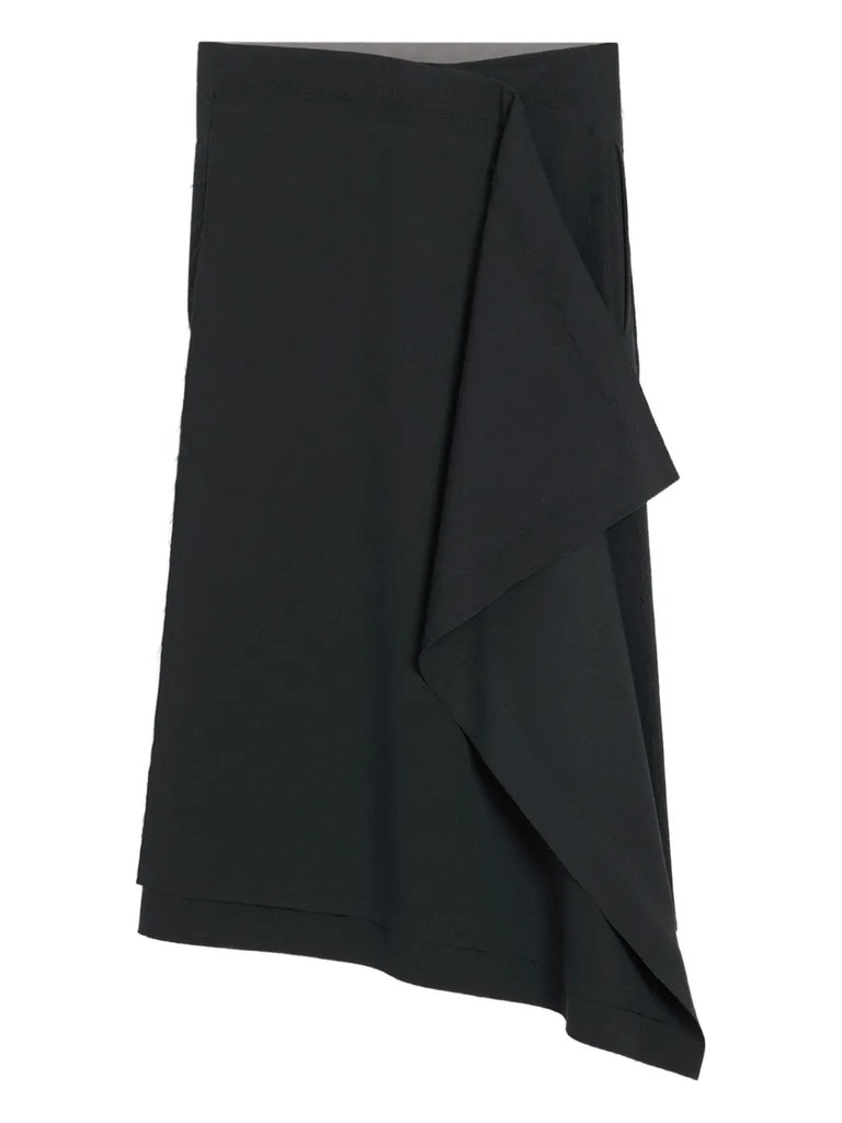 wrap asymmetrical wool skirt