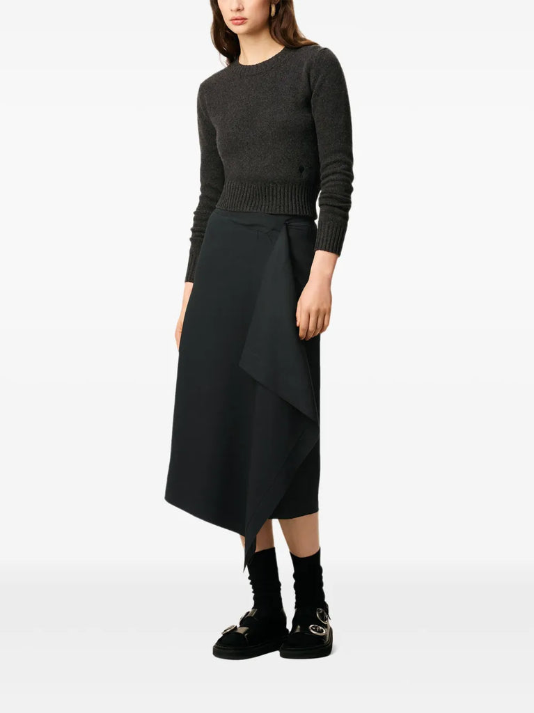 wrap asymmetrical wool skirt