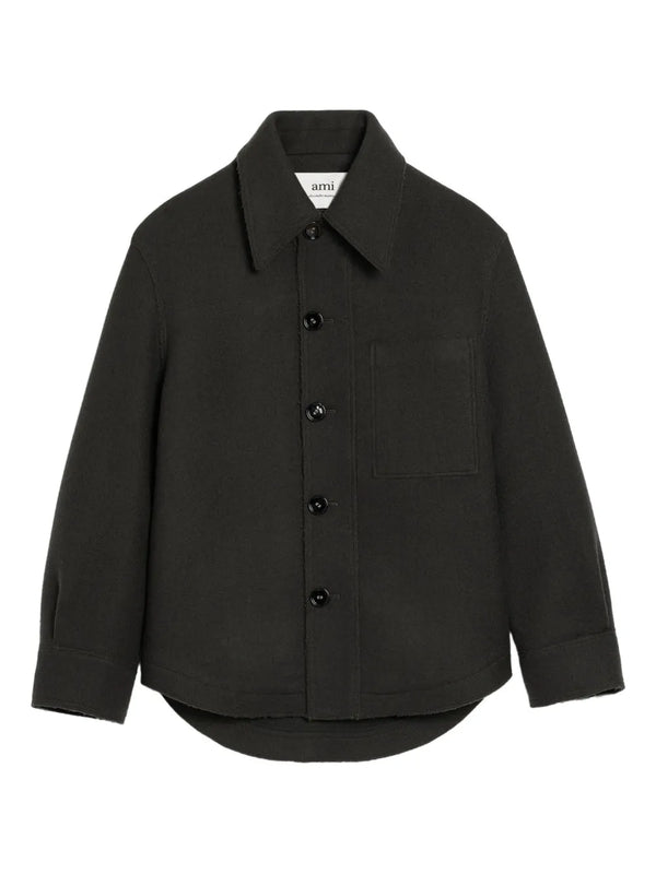 button-up wool jacket
