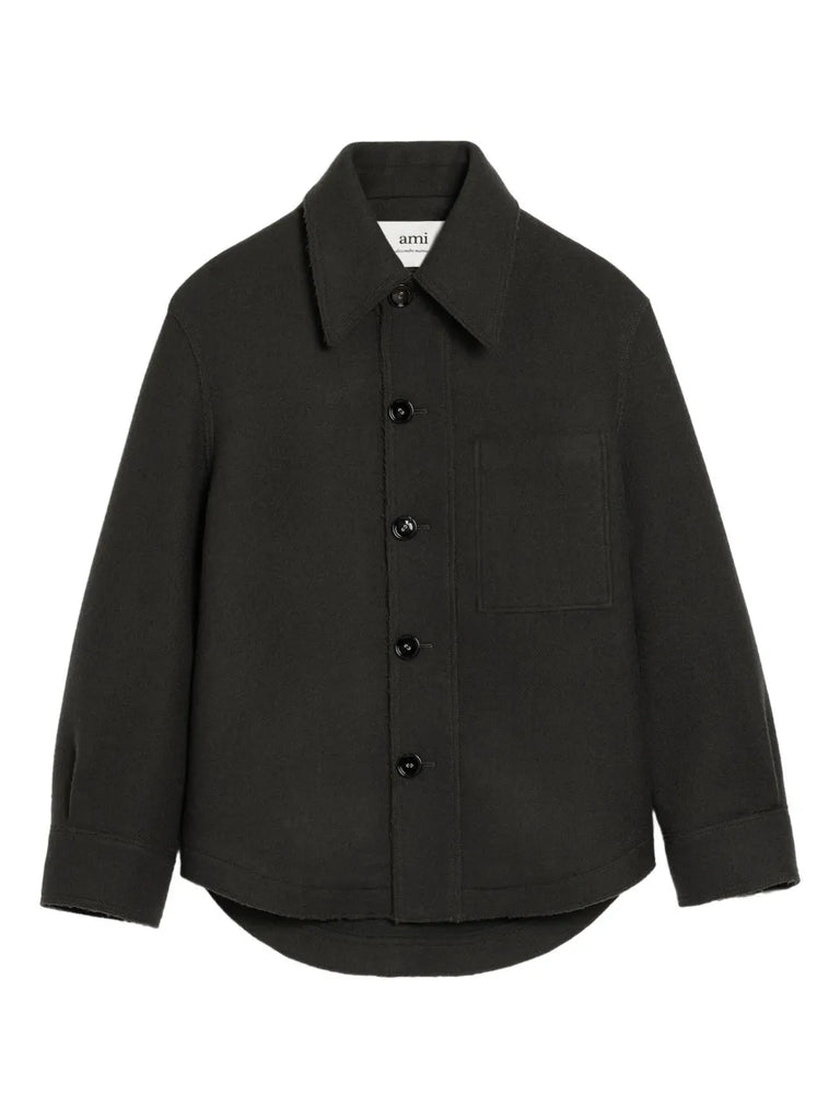 button-up wool jacket