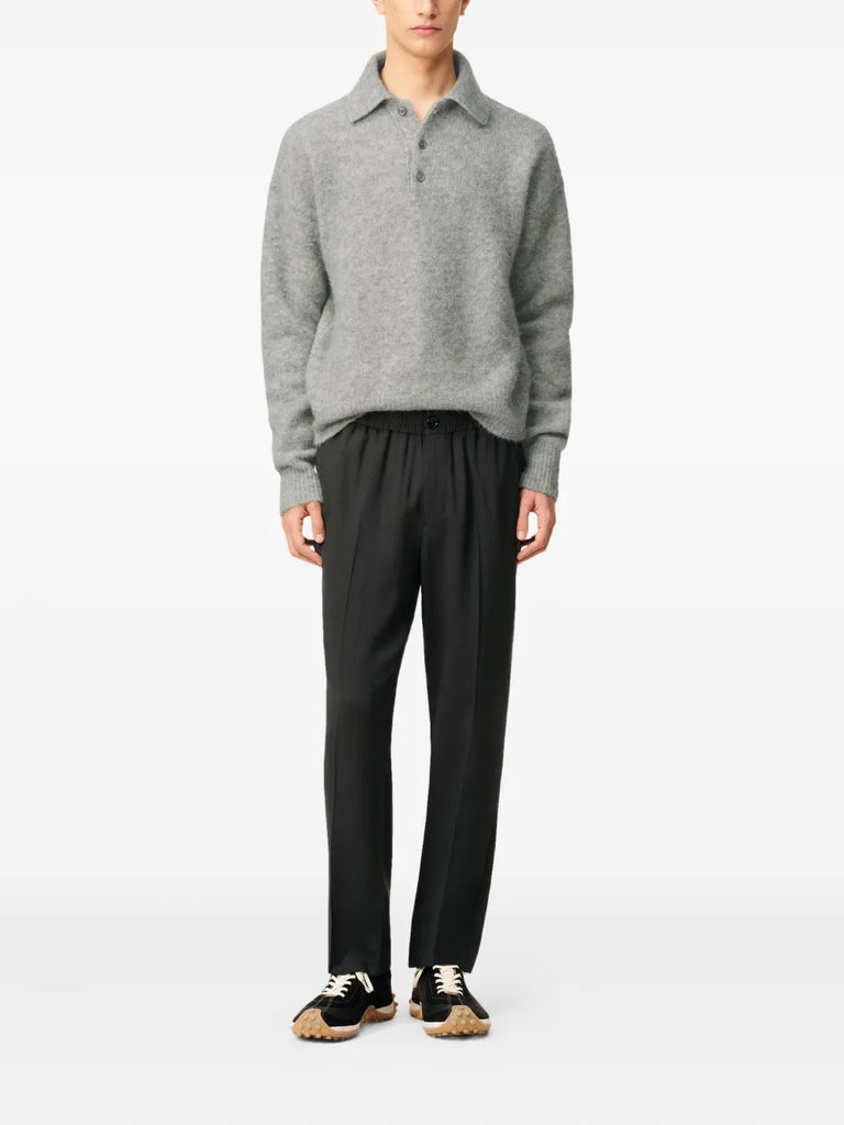 elasticated-waist wool trousers