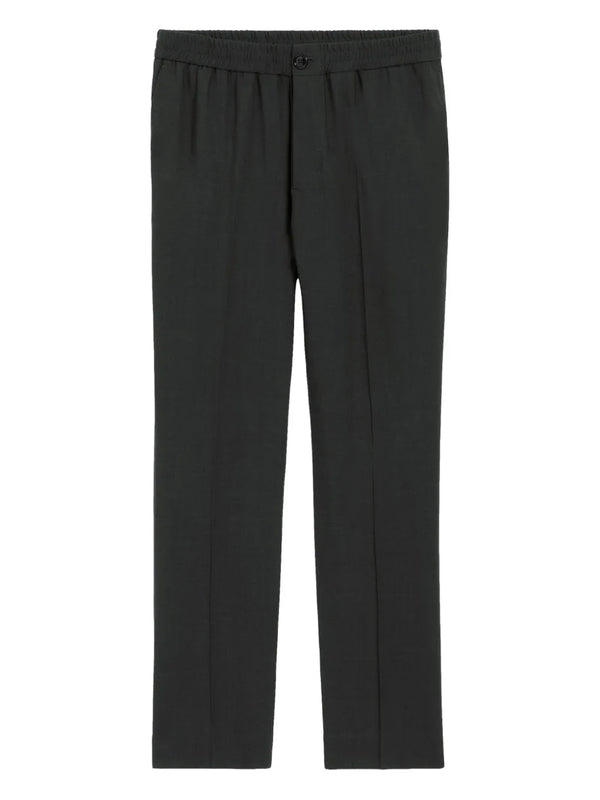 elasticated-waist wool trousers