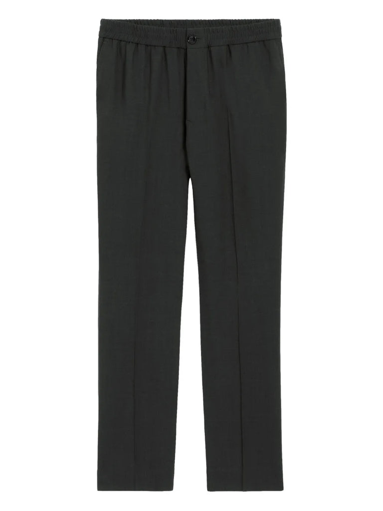 elasticated-waist wool trousers