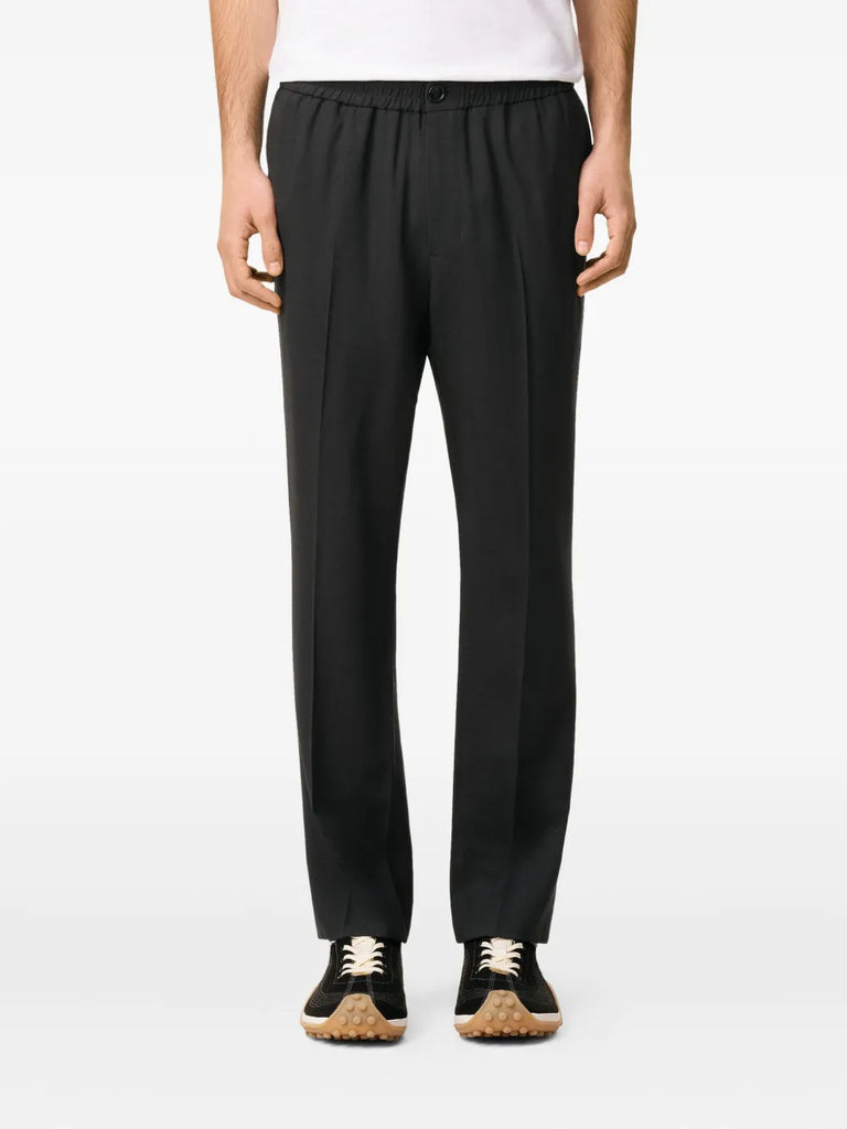 elasticated-waist wool trousers