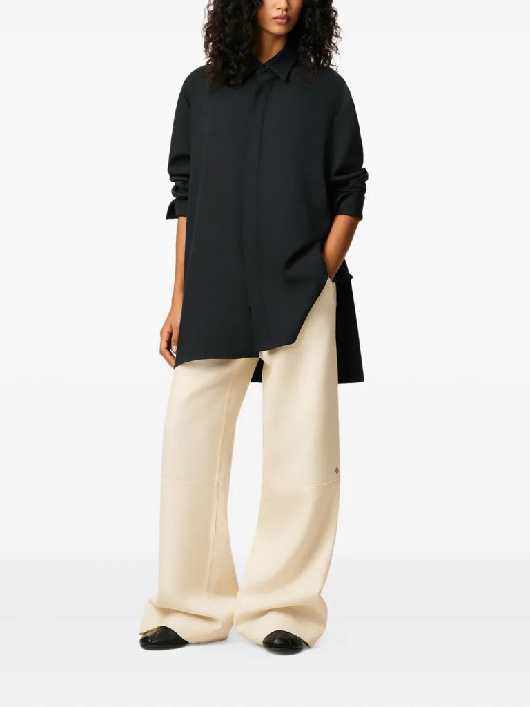 classic-collar wool shirt