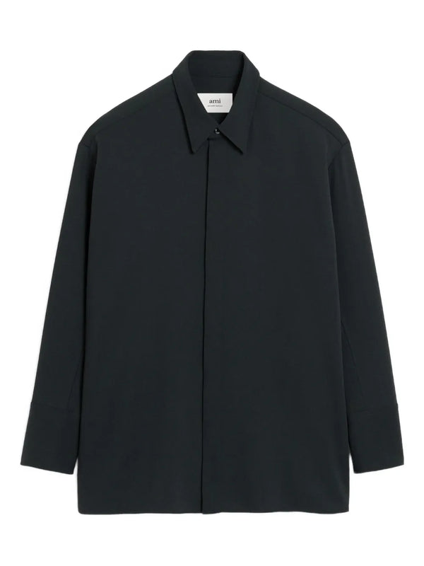 classic-collar wool shirt