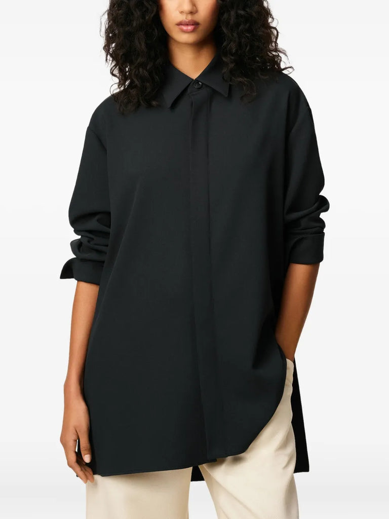 classic-collar wool shirt