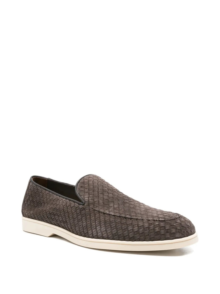 woven suede loafers