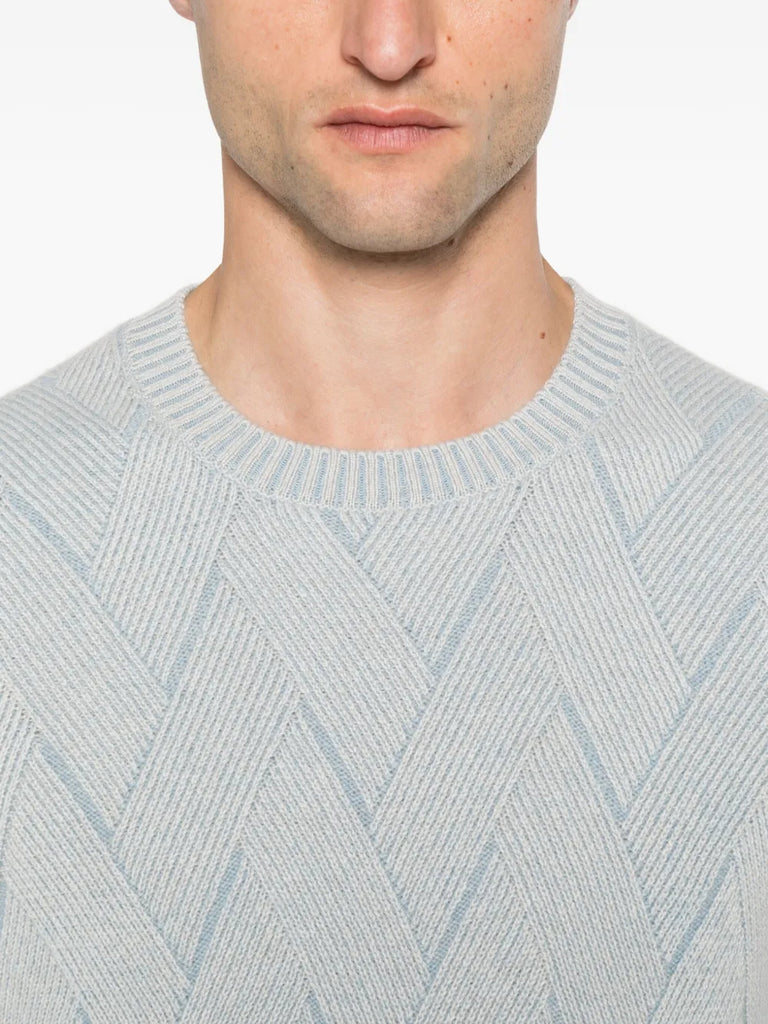 chevron-pattern crew-neck sweater