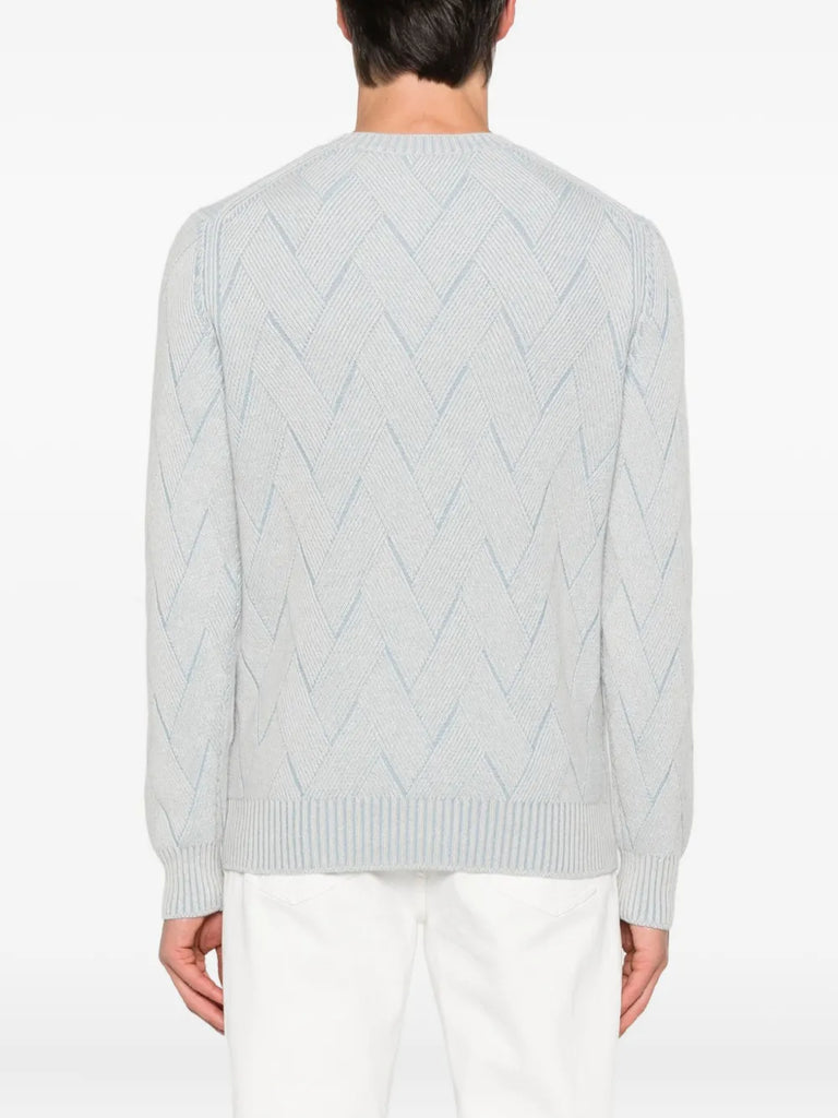 chevron-pattern crew-neck sweater