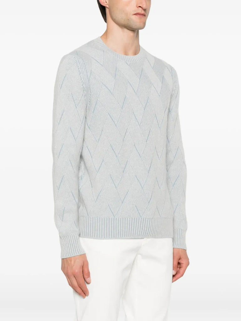 chevron-pattern crew-neck sweater