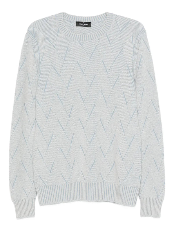 chevron-pattern crew-neck sweater