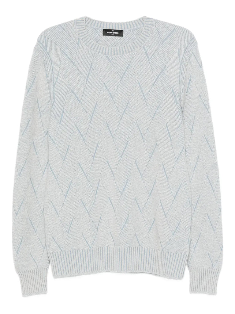 chevron-pattern crew-neck sweater