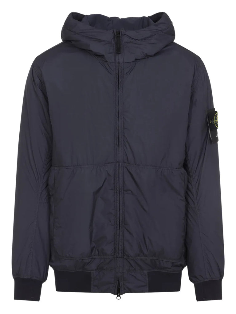 hooded panelled coat