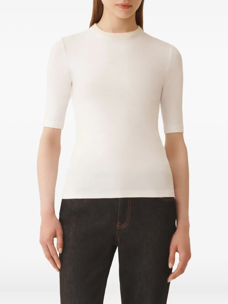embellished-neckline top