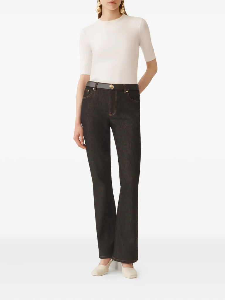 embellished-neckline top