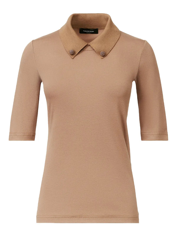 embellished-collar short-sleeve top