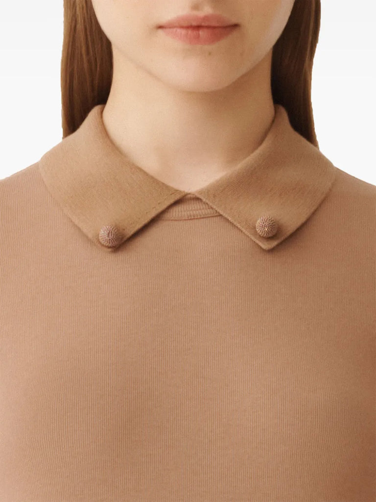 embellished-collar short-sleeve top