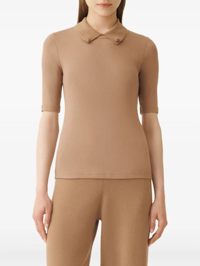 embellished-collar short-sleeve top