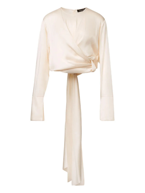 wrap-tie silk blouse