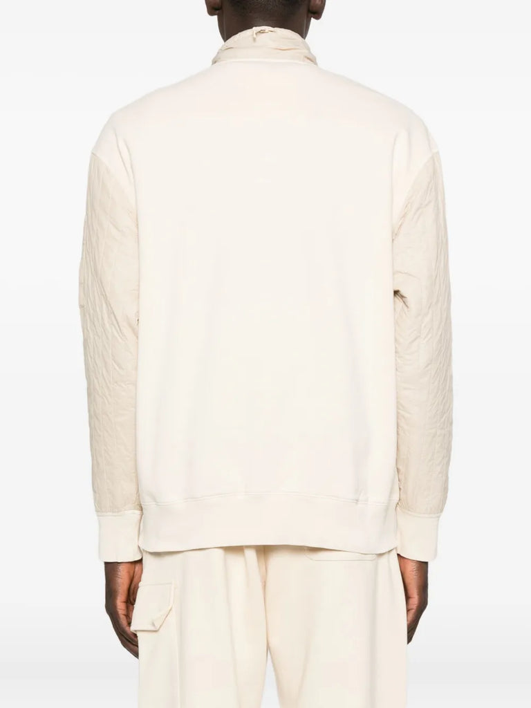half-zip quilted-panel sweatshirt
