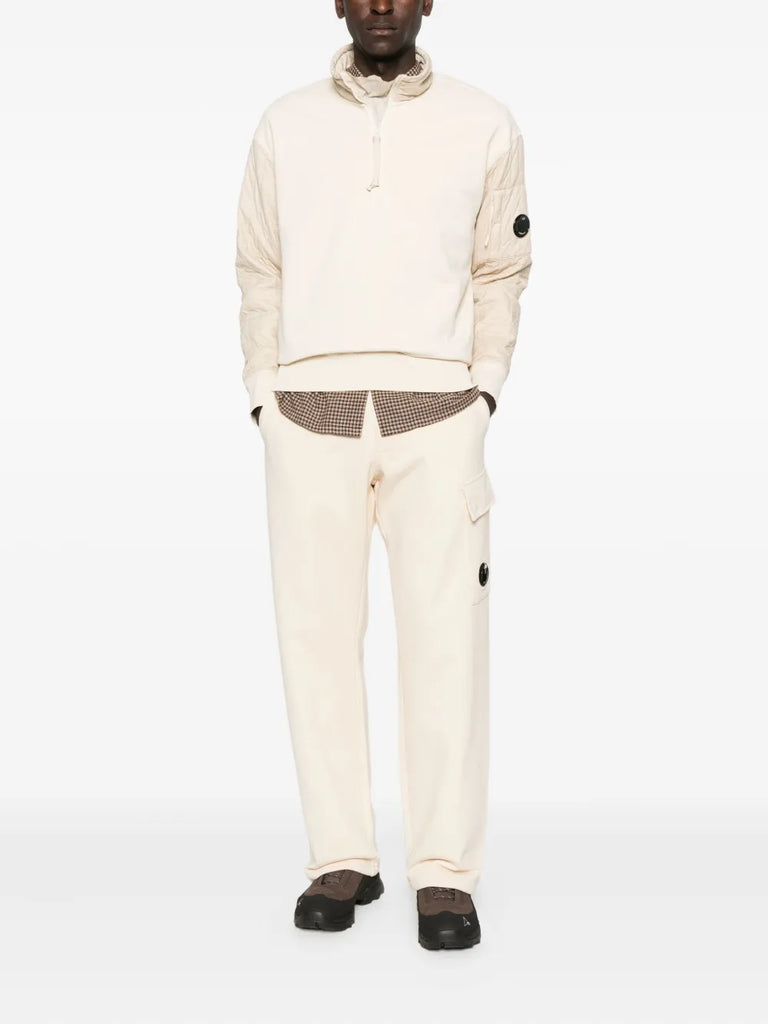 half-zip quilted-panel sweatshirt