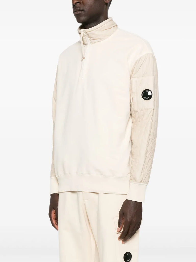 half-zip quilted-panel sweatshirt
