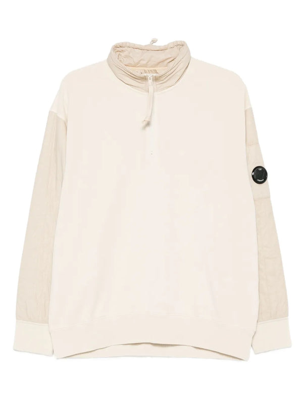 half-zip quilted-panel sweatshirt