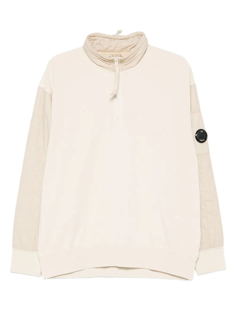 half-zip quilted-panel sweatshirt