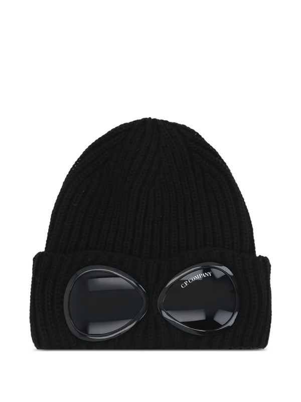 Goggle-lens ribbed beanie