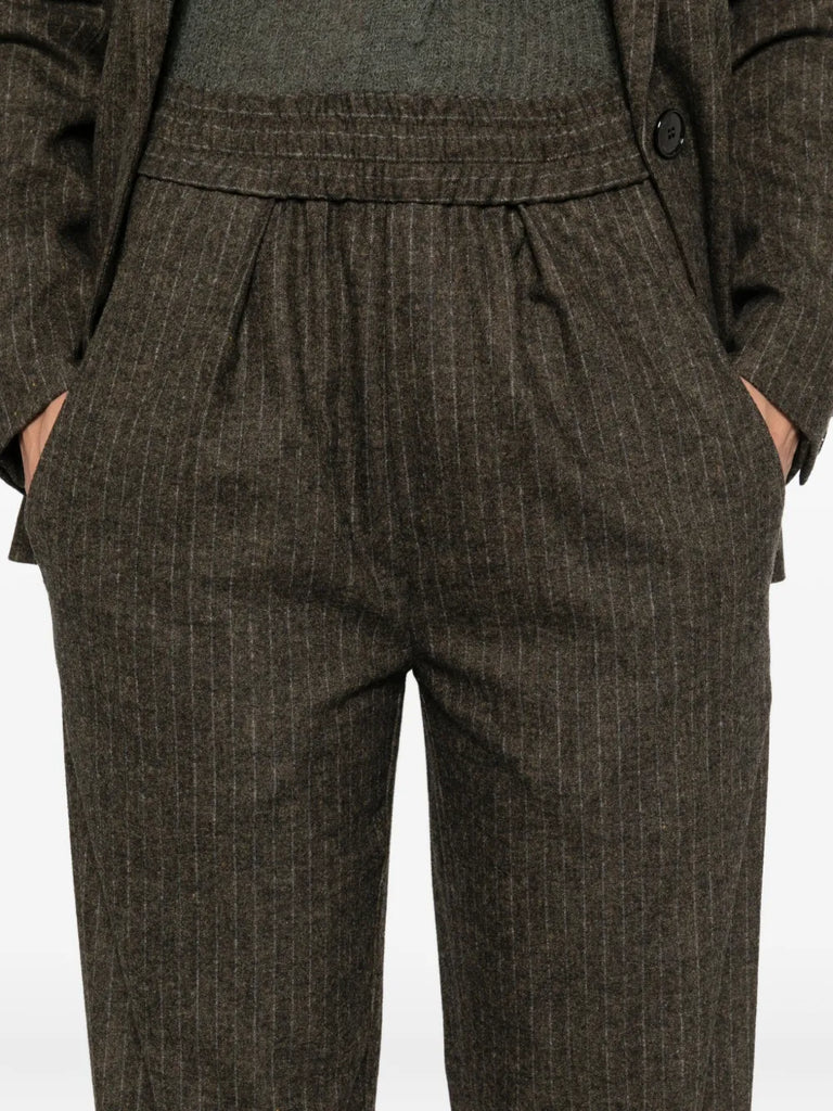 pinstripe elastic-waist tailored trousers