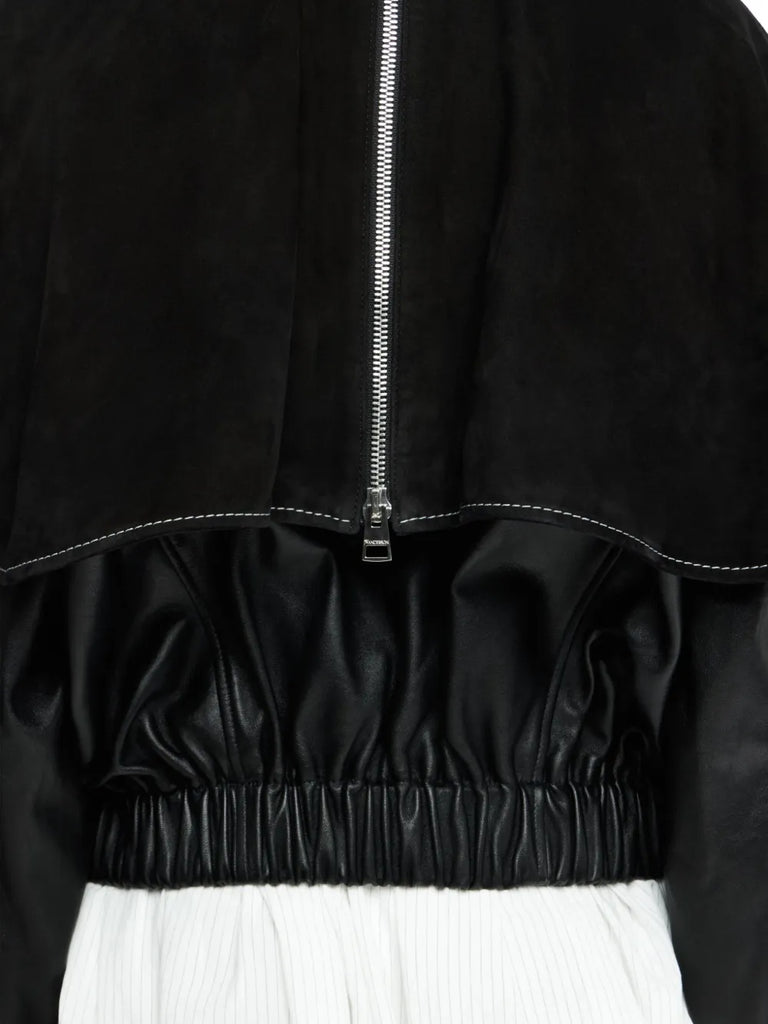 oversized-collar leather jacket
