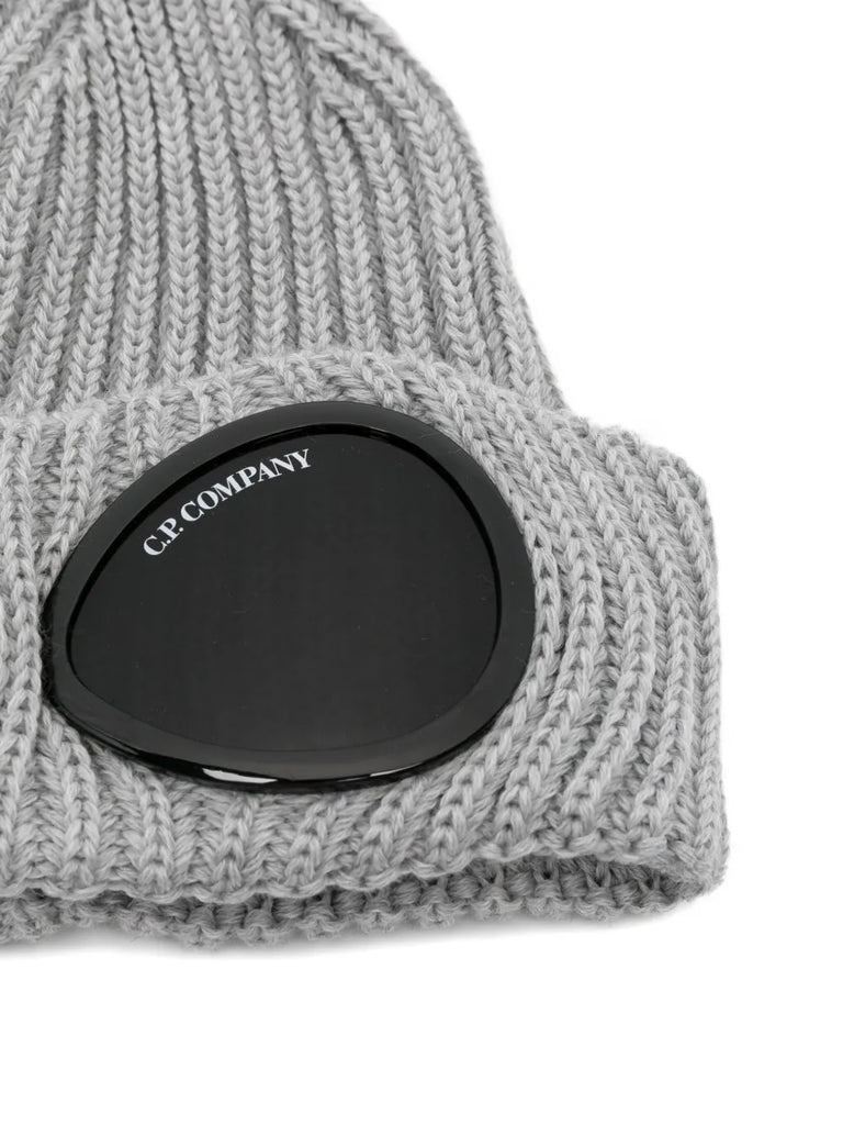 goggle-detail wool beanie hat