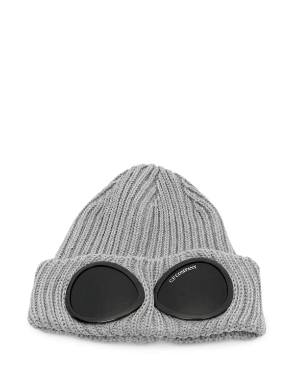 goggle-detail wool beanie hat