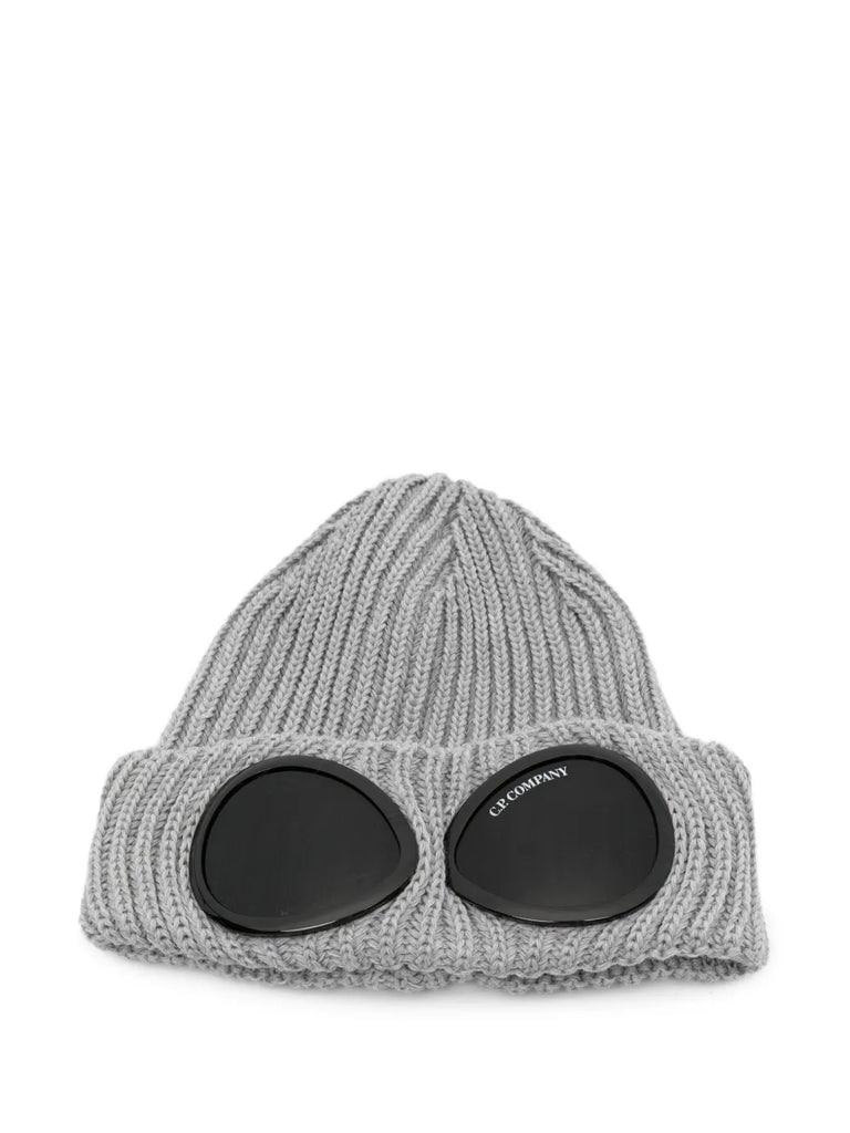 goggle-detail wool beanie hat