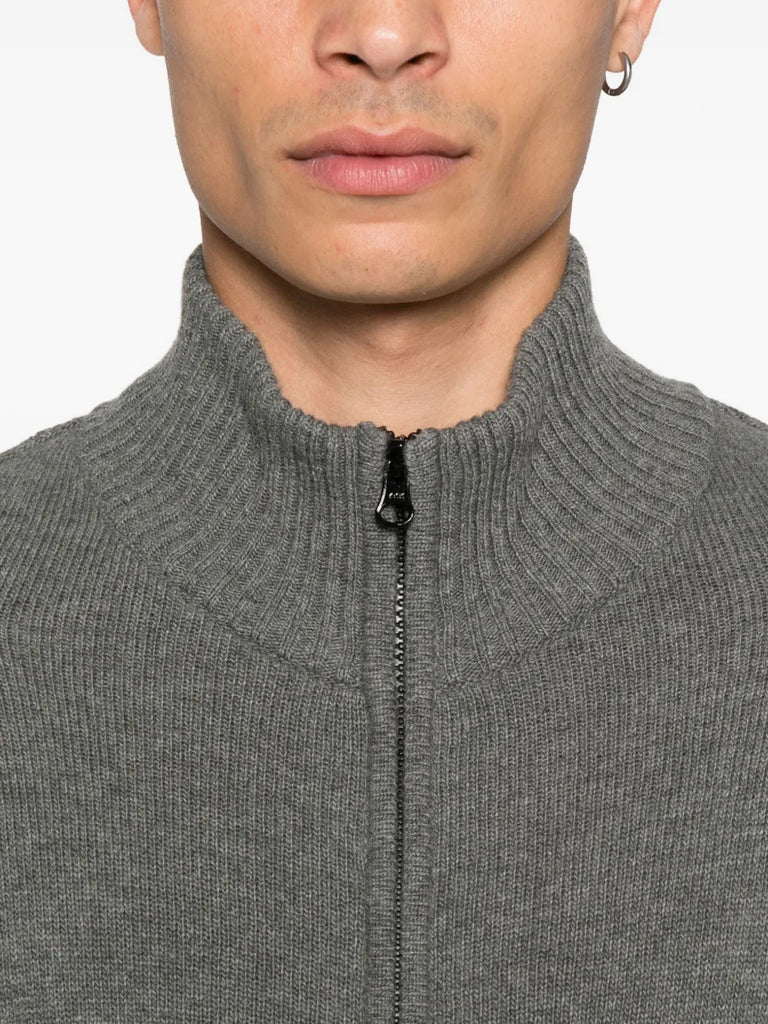 Lens-detail zip-up cardigan