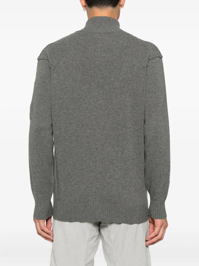 Lens-detail zip-up cardigan