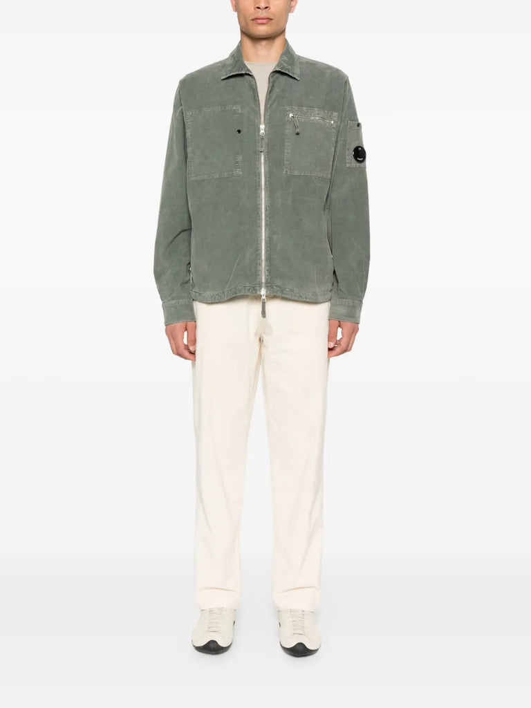 Lens-detail corduroy shirt jacket