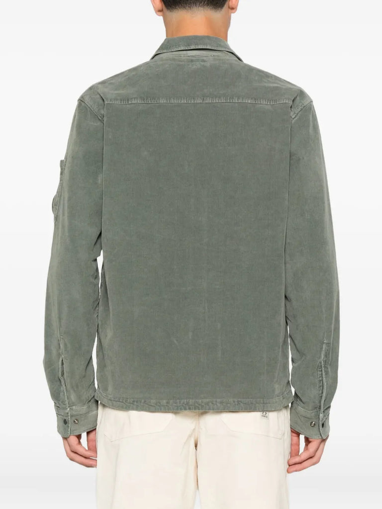 Lens-detail corduroy shirt jacket