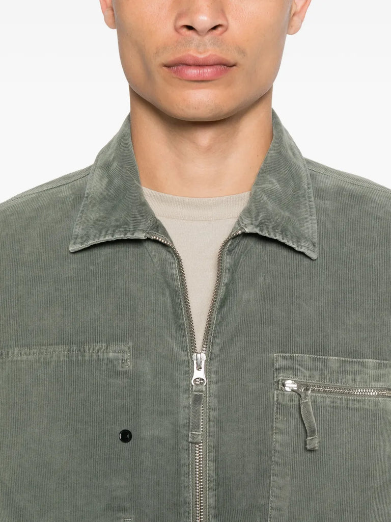 Lens-detail corduroy shirt jacket
