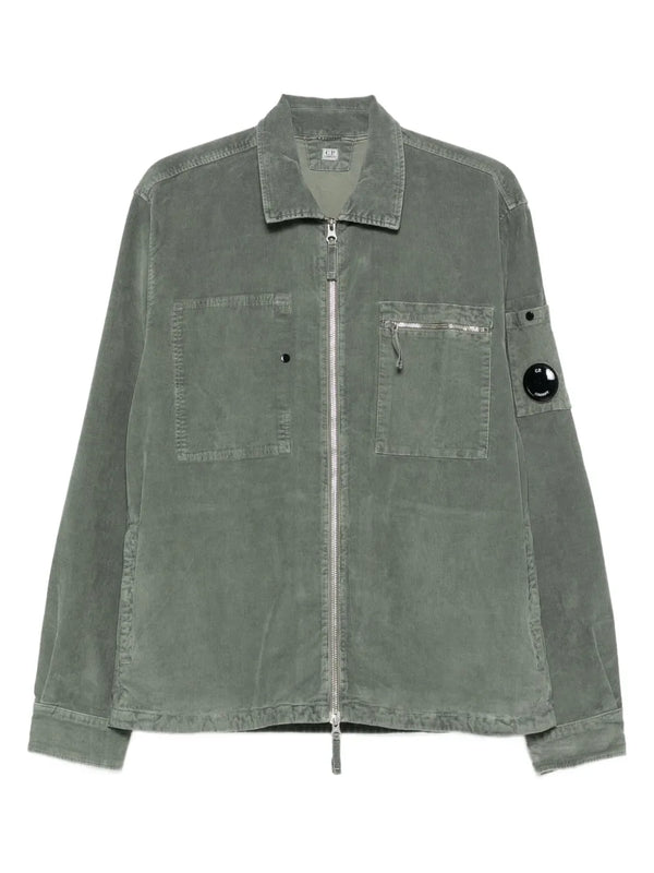 Lens-detail corduroy shirt jacket