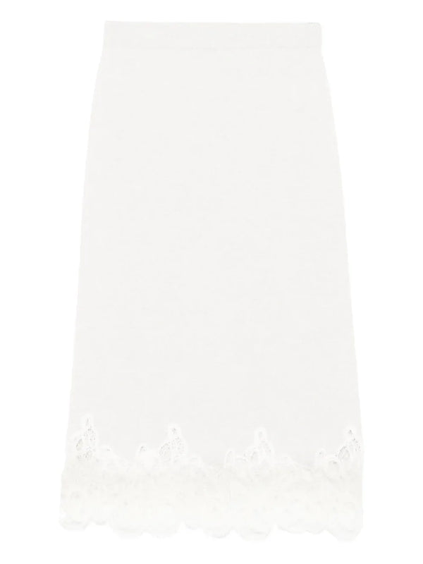 lace-trimmed midi skirt