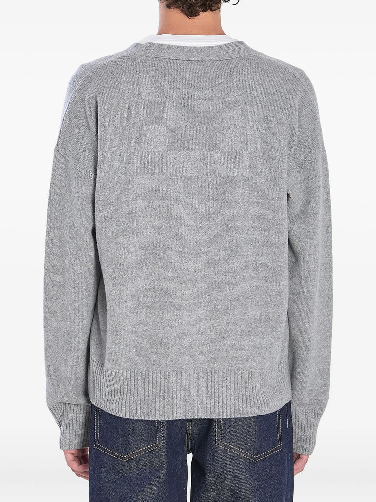 AMI Paris - embroidered-logo button cardigan