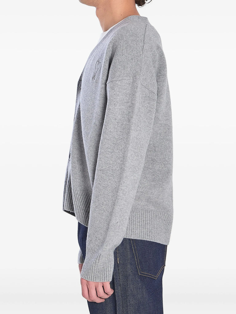 AMI Paris - embroidered-logo button cardigan
