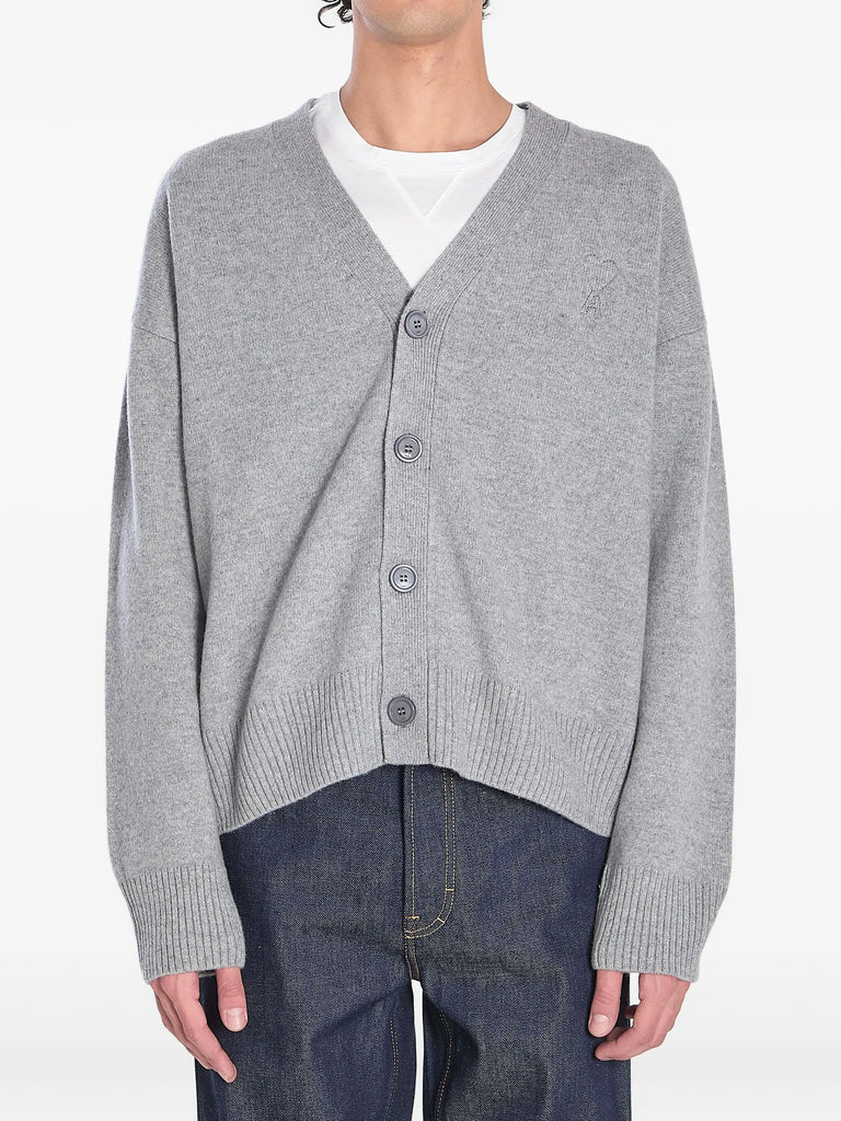 AMI Paris - embroidered-logo button cardigan