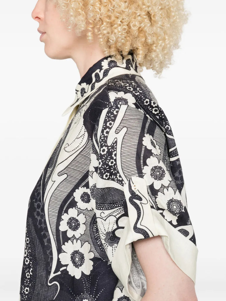 floral-print short-sleeve shirt